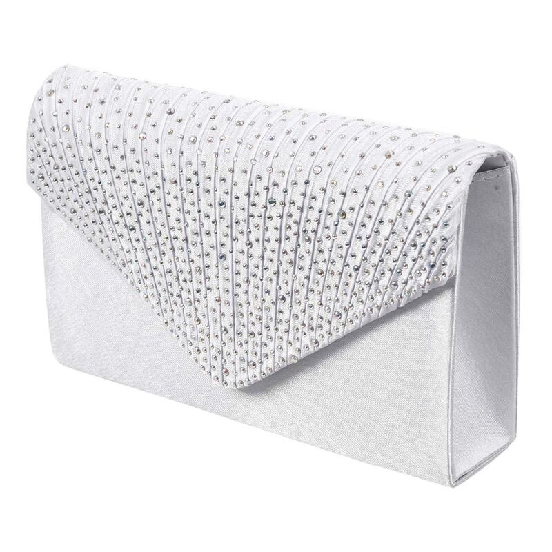 Delle donne di Seta faccia Diamante Pochette Sacchetto di Spalla di Sera di Promenade Nuziale Satchel Della Borsa Della Catena (bianco): Default Title