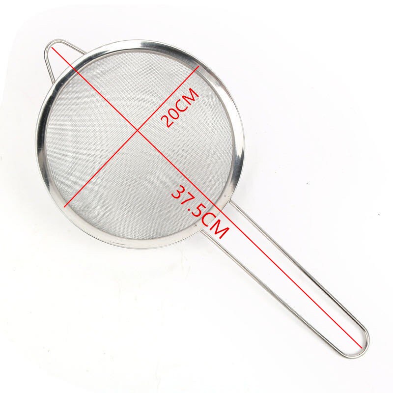 Stainless Steel Fine Mesh Oil Strainer Golden Flour Sifter Sieve Colanders Flour Coffee Mesh Filter Baking Tools Kitchen Bakware: Silver-20CM