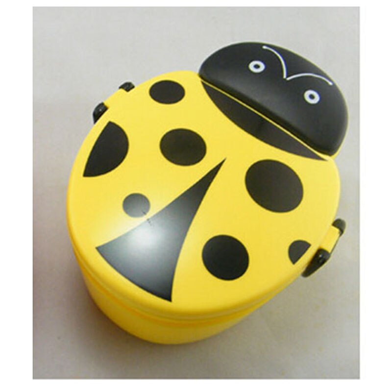 Cartoon Healthy Lunch Box Cute Kids Microwave Oven Children Bento Boxes Lunchbox BPA Free: Yellow Ladybird