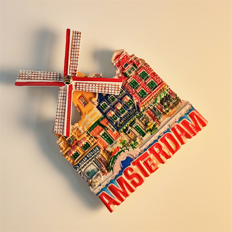Holland,Amsterdam, Windmolen, 3d Stereoscopisch, Toeristische Souvenirs, Handgeschilderd, Decoratie Huis, Koelkast Magneten