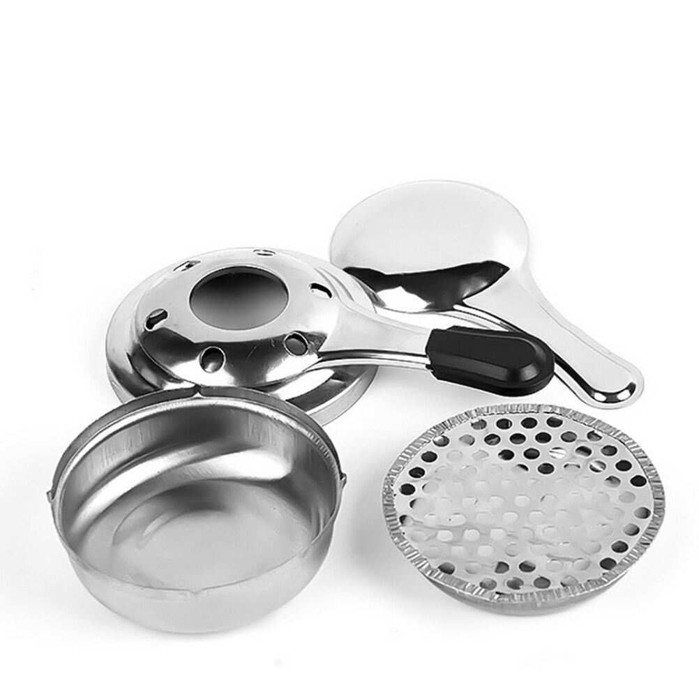 Picnic Stainless Steel Mini Portable Alcohol Stove Fuel Furnace Tool With Handle Alcohol Stove Set Outdoor Camping Tool