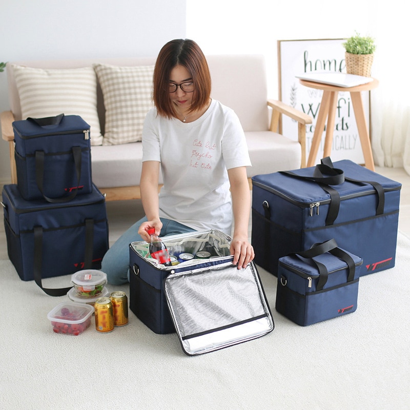Extra grande engrossar saco térmico saco de gelo pacote isolado almoço bolsa masculino tote caso frio fresco comida piquenique recipiente acessórios