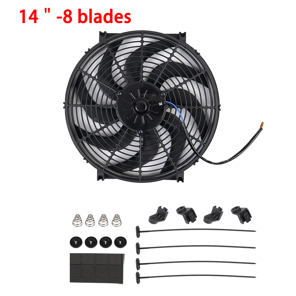 Universal 7/9/10/12/14/16 pulgadas 12V 80W 2100RPM aire acondicionado de coche radiador electrónico ventilador de refrigeración hoja Kit de refrigeración eléctrico: Rosa