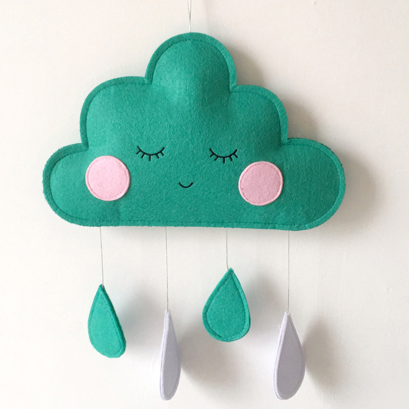 Colgante de gota de agua de nube de fieltro nórdico colgante de pared habitación decorativa para niños tienda decorativa para bebés utilería para foto de decoración de guardería