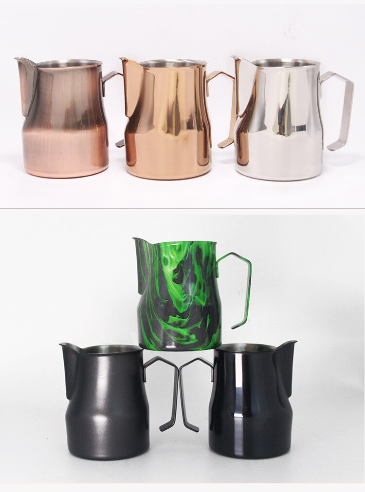 500ml 7 farver rustfrit stål espresso kaffekande barista køkken håndværksvægt kaffe latte mælkeskummende kande