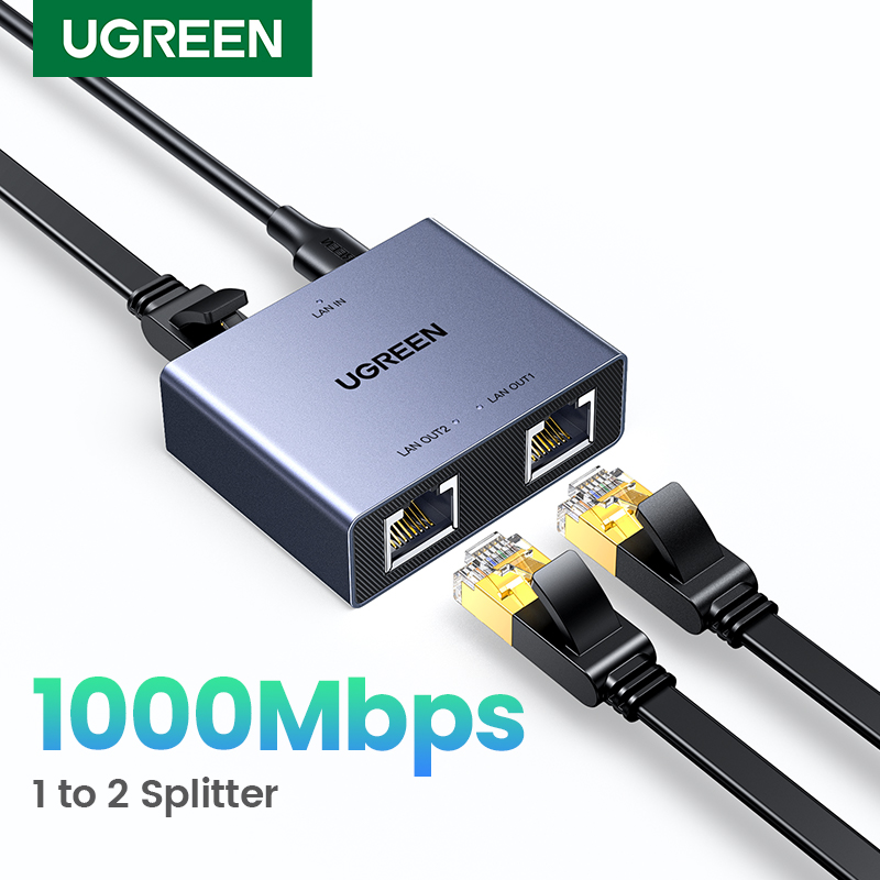 UGREEN 1000 Mbps RJ45 Splitter 1 tot 2 Ethernet Adapter Lan Connector rj45 Splitter Switch Koppeling voor PC Laptop TV box Router