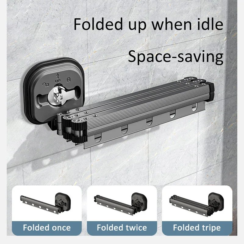 Wandgemonteerde Kleerhanger Opvouwbare Telescopische Kleerhangers Zonder Ponsen Kledingpaard Indoor Balkon Eenvoudige Droogkast