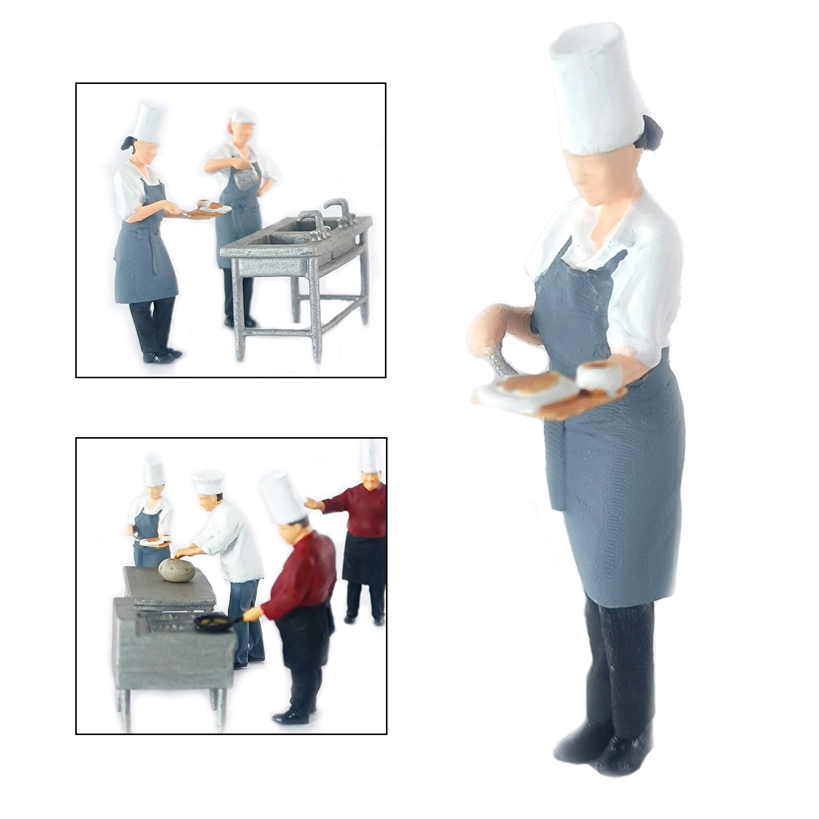 1/64 Scale Resin Mini Figures People Railway Scenery Miniature Model: Chef Grey