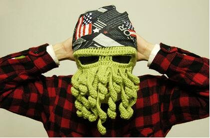 Grappige winter octopus muts baard brei muts voor kinderen 9 kleuren beschikbaar: Groente