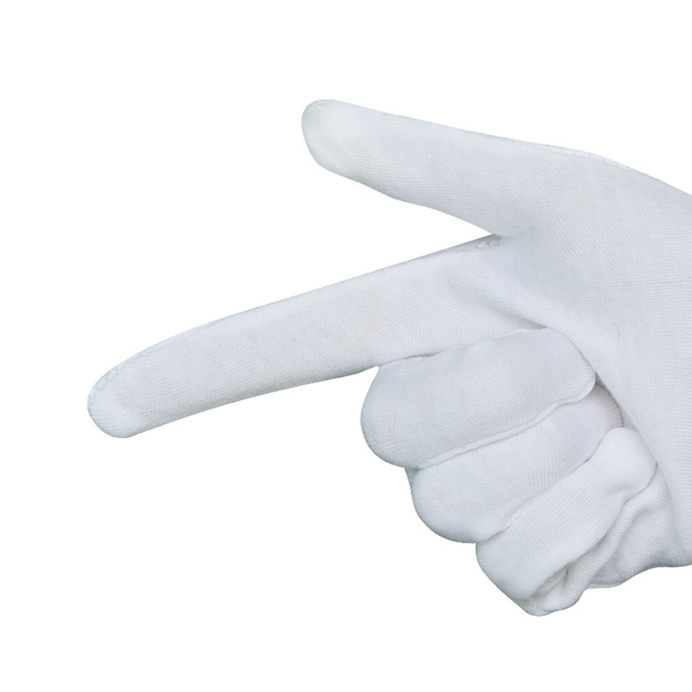 12 Pair White Cotton Gloves Labor Protection Gloves for Jewelry Appreciation Household Cleaning Gardening Etiquette Supplies