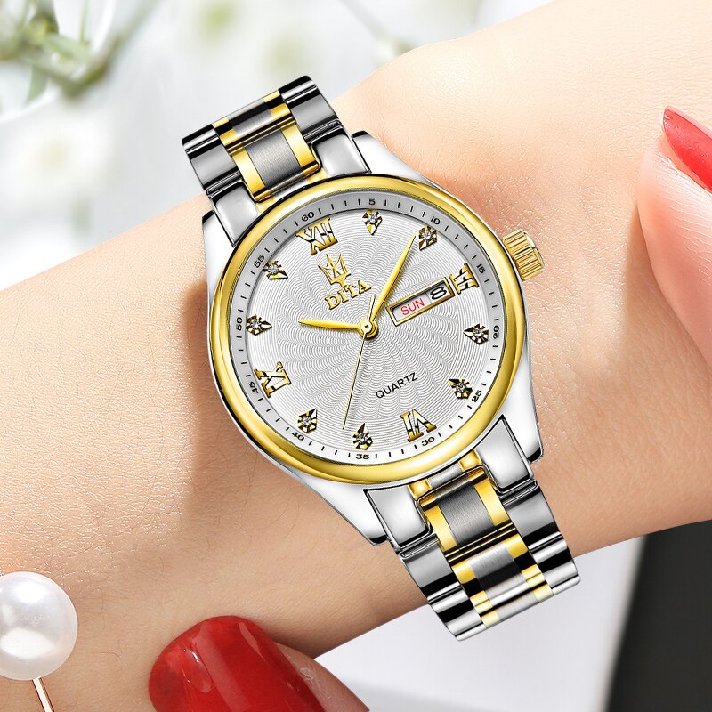 Montre Femme Alto à Quartz - Boîtier Cristal, Bracelet Métal - Élégante Et Pratique