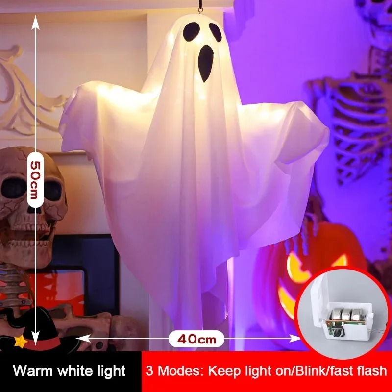1/3/5PCs LED Glow Heks Ghost Party Halloween Decoratie voor Thuis Binnen Buiten Spookhuis Bar horror Opknoping Hanger Props: Beige