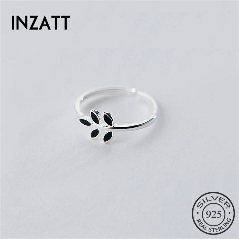 INZATT Cute Tiny Green leaf Women Real 925 Sterling Silver Ring Luxury Brand Prevent Allergy Women Fine Jewelry Birthday