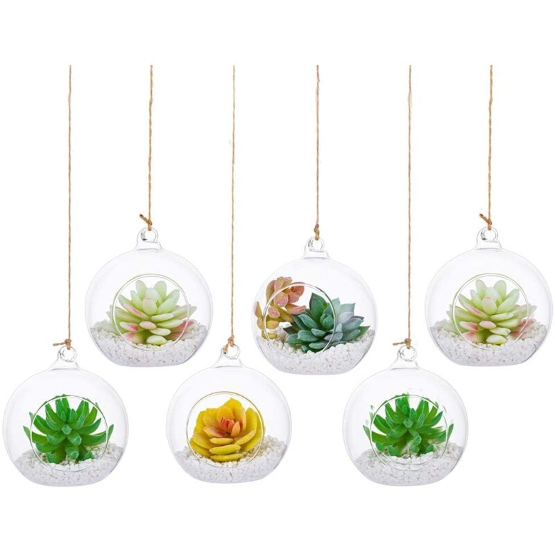 Hanging Glass Terrarium Globe Tea Light Candle Holder Succulents Vase Hanger for Home Wedding Party Indoor Outdoor Decor