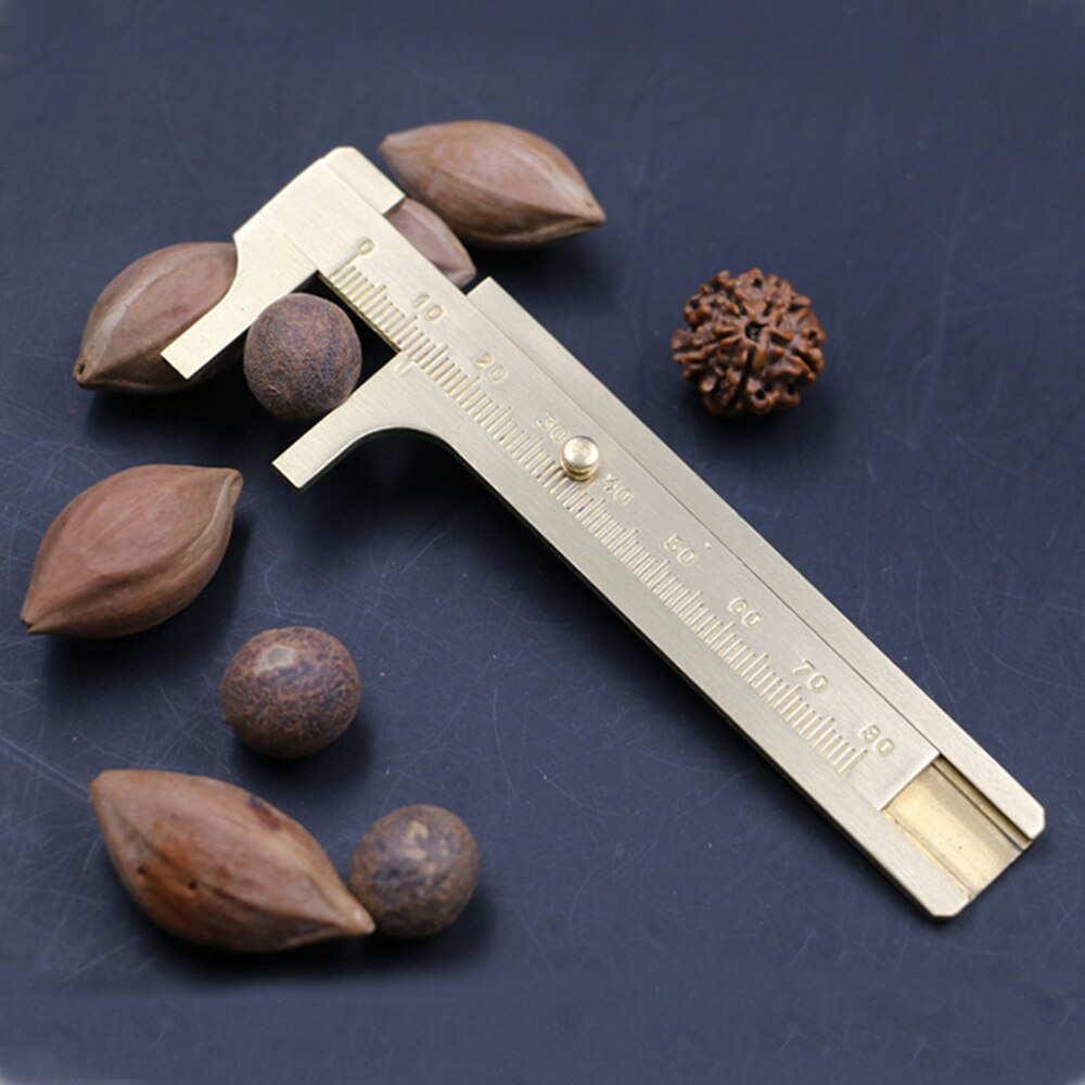 Metal measuring ruler Mini brass caliper pure copper vernier dual-scale portable retro Double scale Measuring Tools