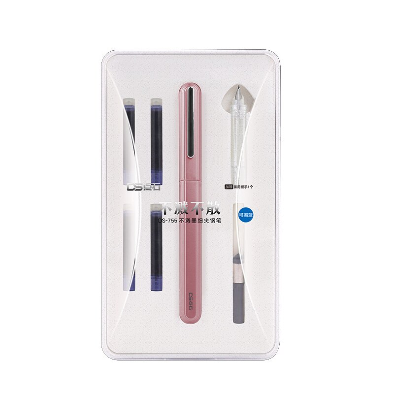 1 Pcs Non-splashing ink fine-pointed fountain pen self-control ink fine pen student calligraphy fountain pen: pink