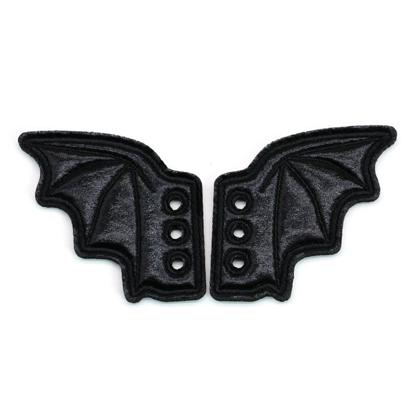 Personality Winter Boots Kids Sneakers Skate Shoe DIY Decorations Charms PU Leather Wings Bats Shoe Wings Accessories for Shoes: Black 1Pair