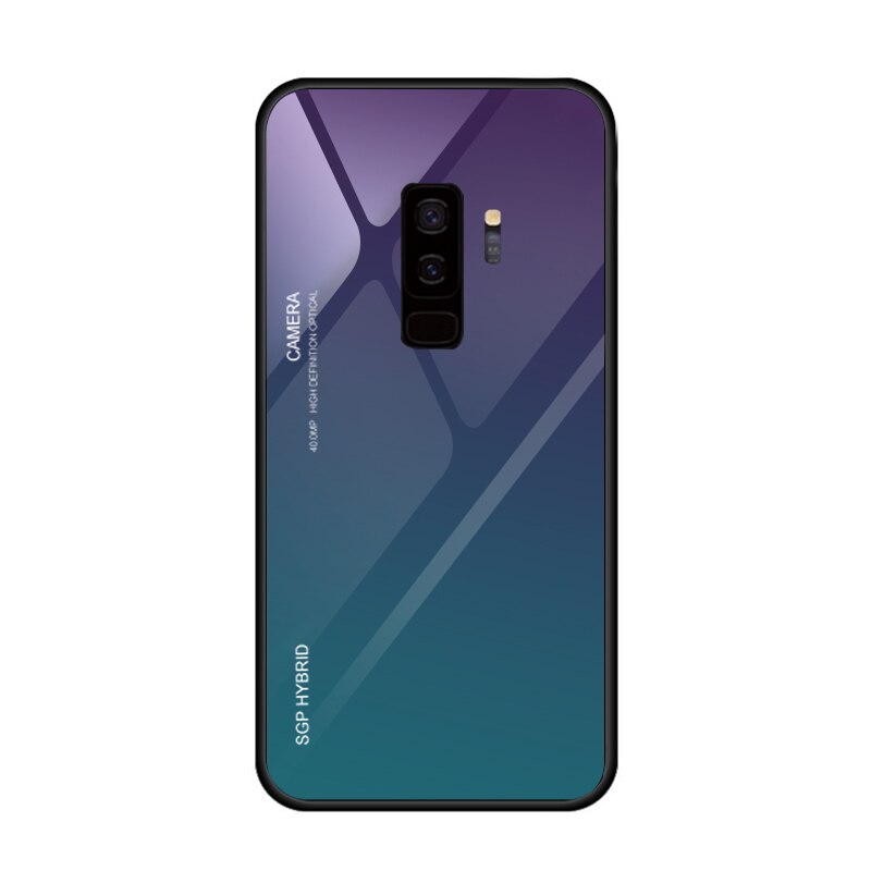 Gradiente Aurora S9 S8 plus Vetro Temperato Caso Della Parte Posteriore Per Samsung Galaxy S9 S8 S 9 Più S9plus S8plus Colorato di lusso Della Copertura Borsette: For S8 / purple