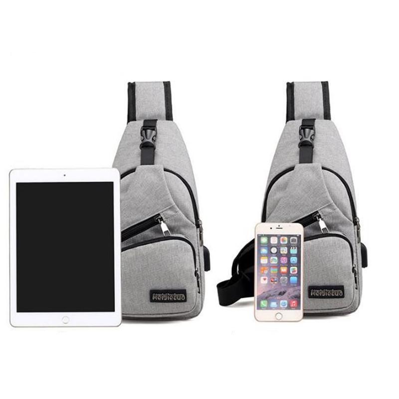 men's Chest Bag Shoulder Bags USB Charging Bags Men Anti Theft School Summer Short Trip Messengers Bag