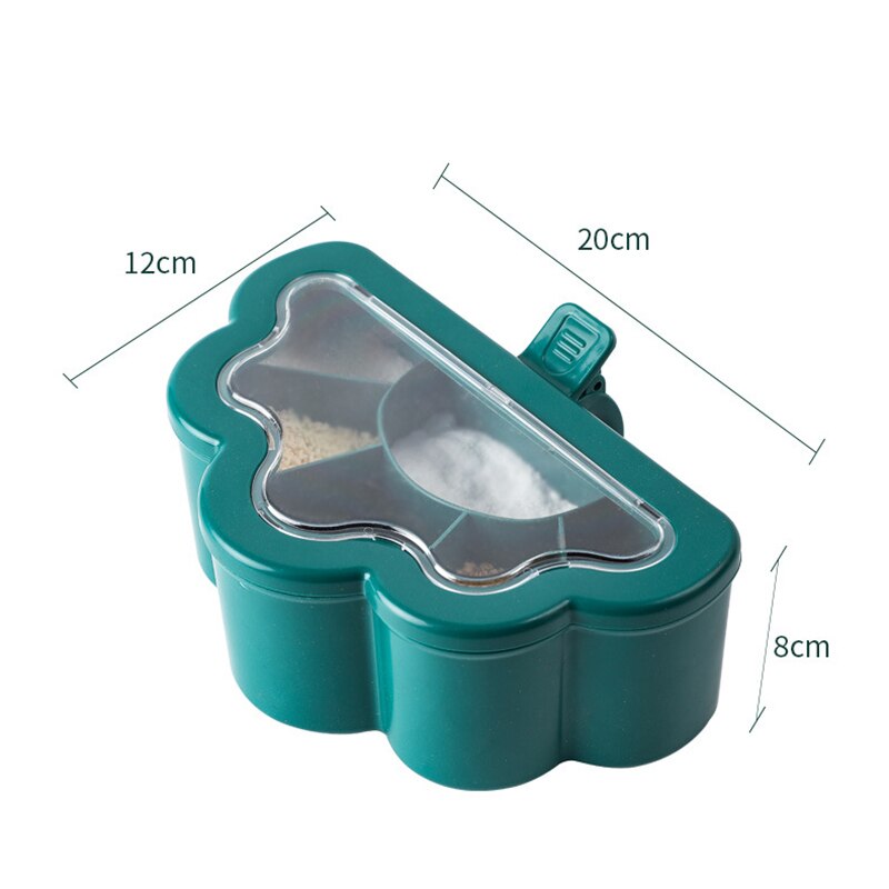 Seasoning Box Kitchen Household Compartment Jar Six-combination Spice Salt Jar Sugar Monosodium Glutamate with Spoon Storage Box