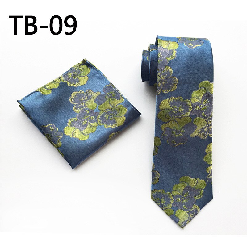 Floral Mens Tie Set Silver White Purple Red Pink Blue Orange Jacquard Silk Tie Pocket Square 8cm Classic Ties for Men Corbatas: TB09