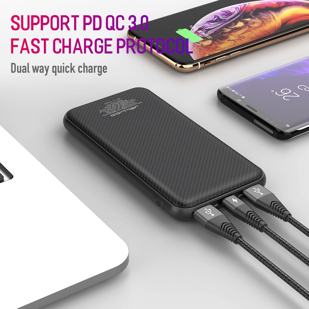 QC 3.0 USB Type C PD 18W 10000mAh Power Bank Quick Charge Powerbank For Xiaomi Portable Charger External Battery Led