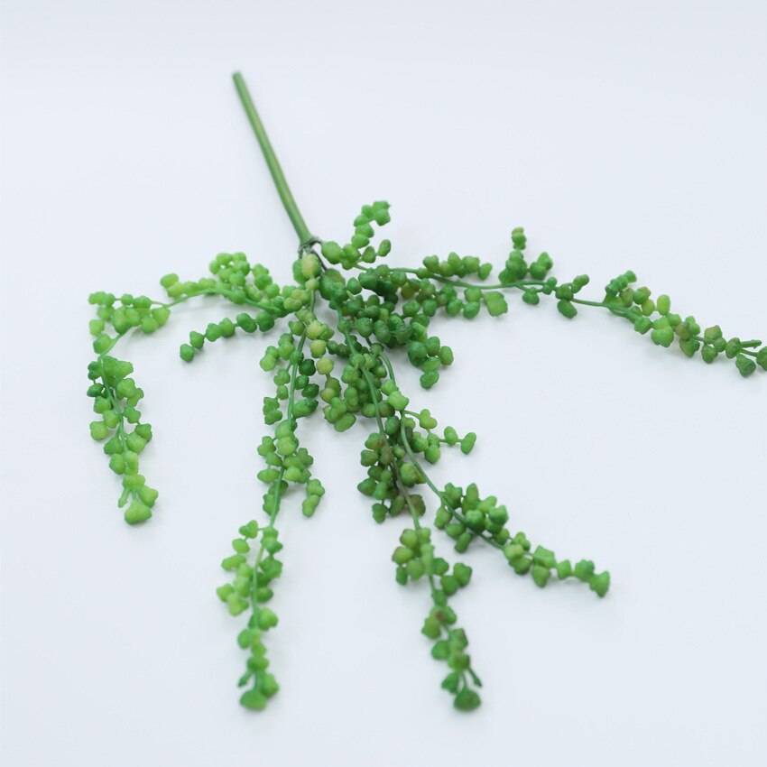 Kunstig blomst elsker tårer sukkulenter perler kjøttfulle grønne vintreet plast planter vegghengende råtnende hage hjem hotellinnredning: Liten 20cm