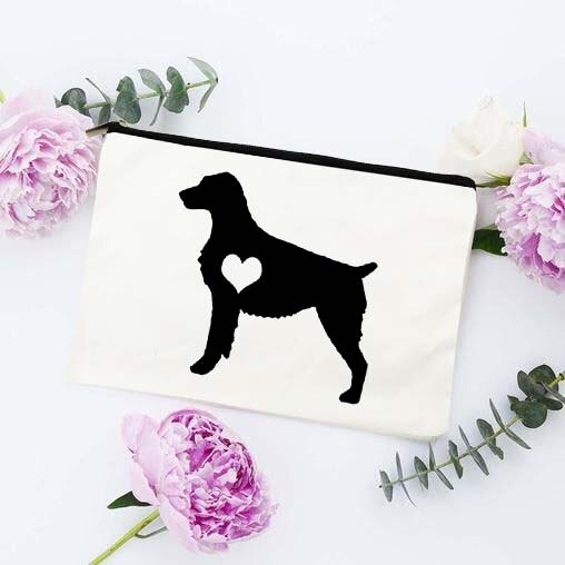 Fun Liefde Hond Afdrukken Cosmetische Zakken Make Pouch Canvas Herbruikbare Purse Beauty Bag Organizer Toilettas Tassen Eco Wassen Pouch: W04322-TBWH-D