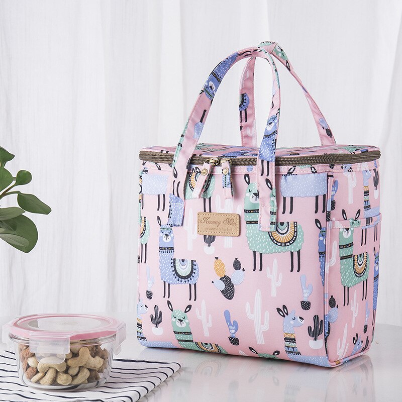 Lunch Box Portable Insulated Canvas Lunch Bag Thermal Food Picnic Lunch Bags For Women Kids: pink