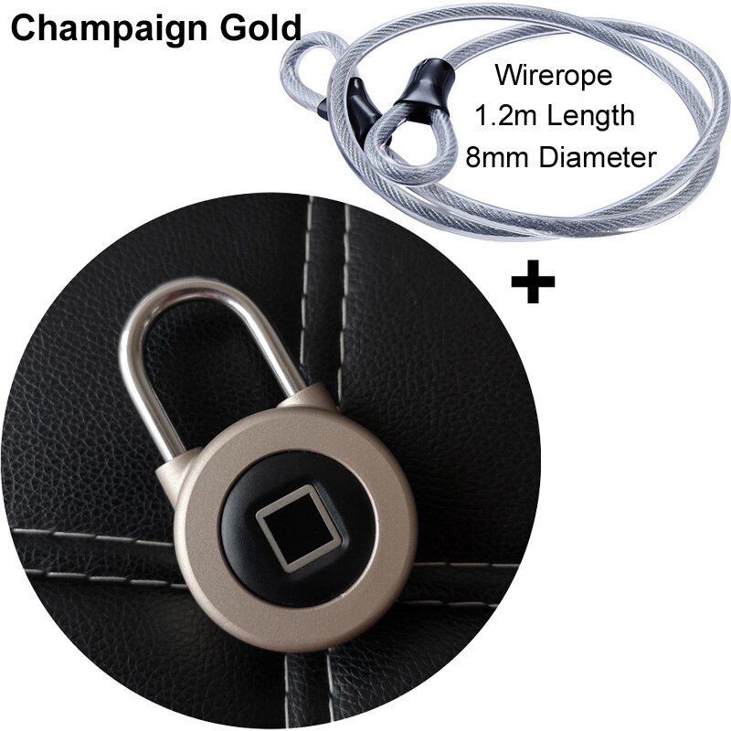 Smart Bluetooth Padlock Fingerprint and Phone APP Unlock Waterproof IP66 Security Door Lock For Luggage/Cabinet/Drawer/Bike M3: Champaign Gold add