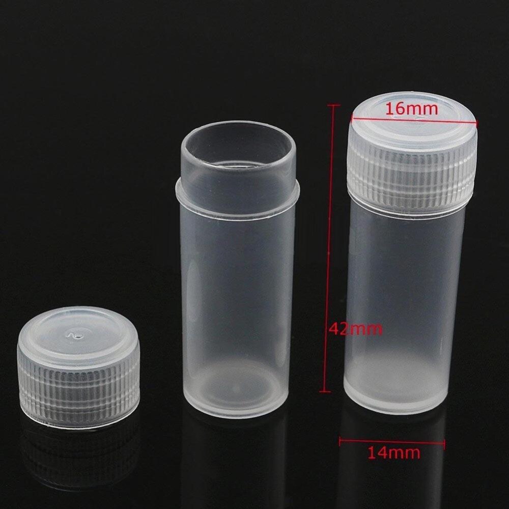 50Pcs/Set 5ML Transparent Volume Plastic Sample Bottle Storage Container Powder Medicine Pill Chemical Container Reagent Vials