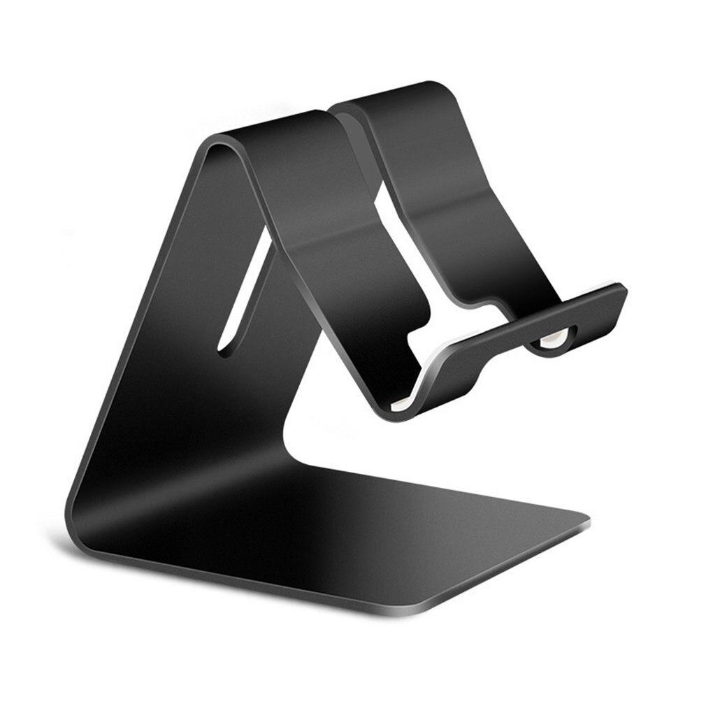 Universal aluminiumlegering smart telefonstativ skrivbordshållare laddningsstativ hållare för iphone metall tabletter stativ för ipad surfplatta: Svart