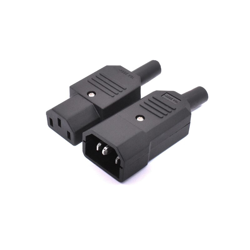 1 Set IEC Straight Cable Plug Connector C13 C14 10A 250V Black Female Male Plug Rewirable Power Connector 3 Pin AC Socket: Male and Female Plug
