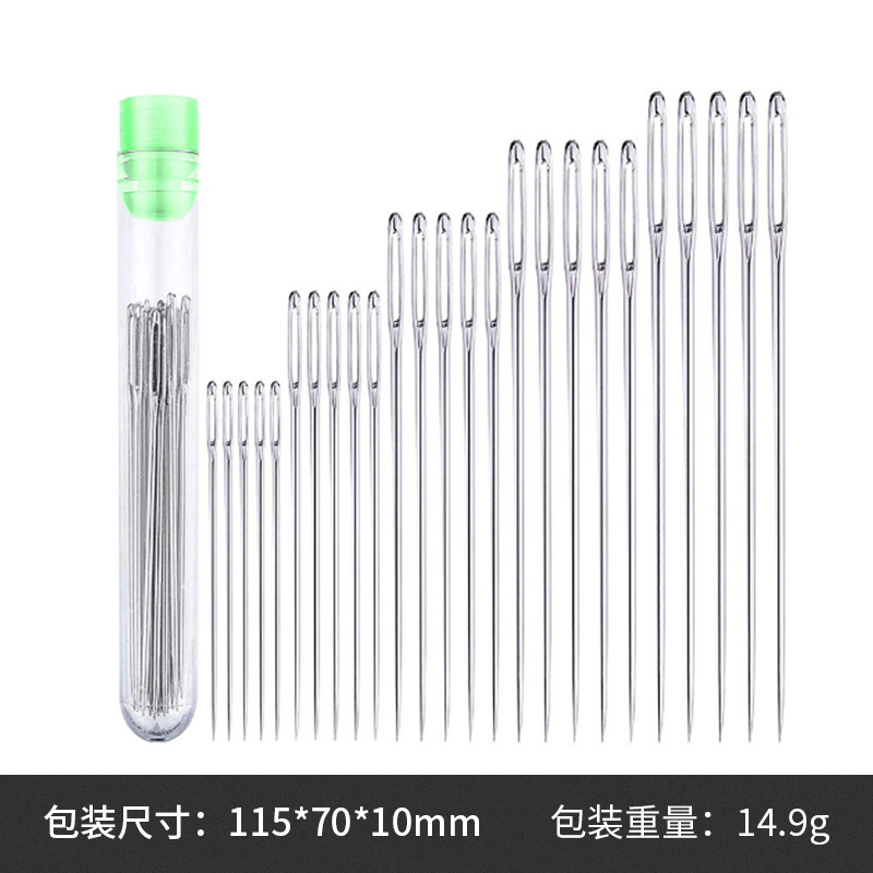 Large Eye Stitching Needles Sewing Needles Handmade Leather Needle Steel Yarn Knitting Needles Sewing Tool Set: army green