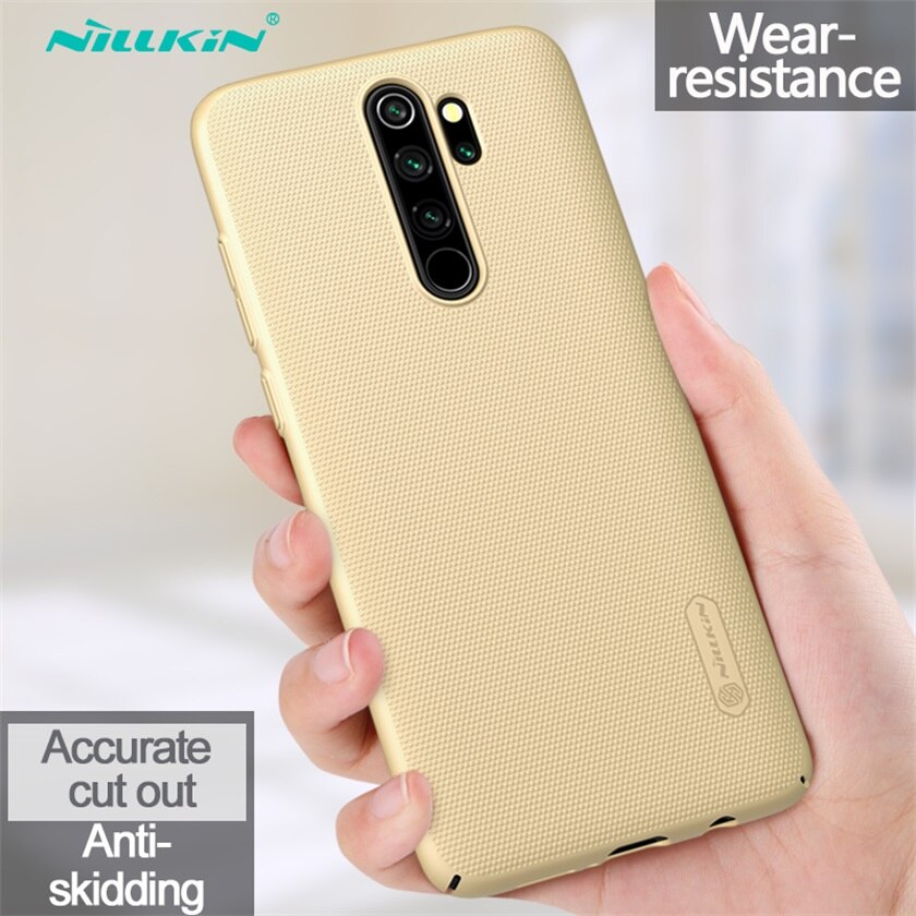 Nillkin Case For Xiaomi Redmi Note 8 Pro Cover Frosted Shield Hard PC protector Back Cover For Redmi Note 8 Case global version: Redmi Note 8 / Gold