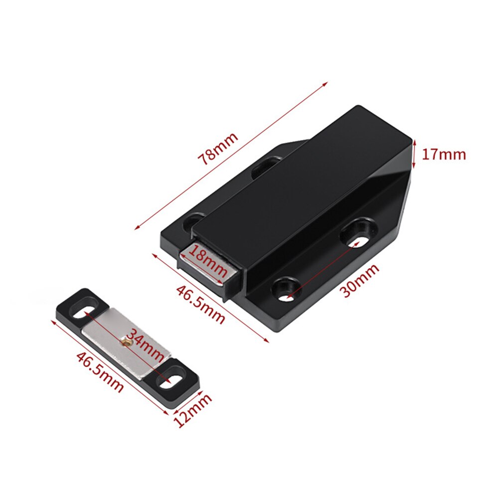 Invisibility Cabinet Catches Push to Open Magnetic Door Drawer Closet Catch Touch Latch Closet Push Opening Hardware: black