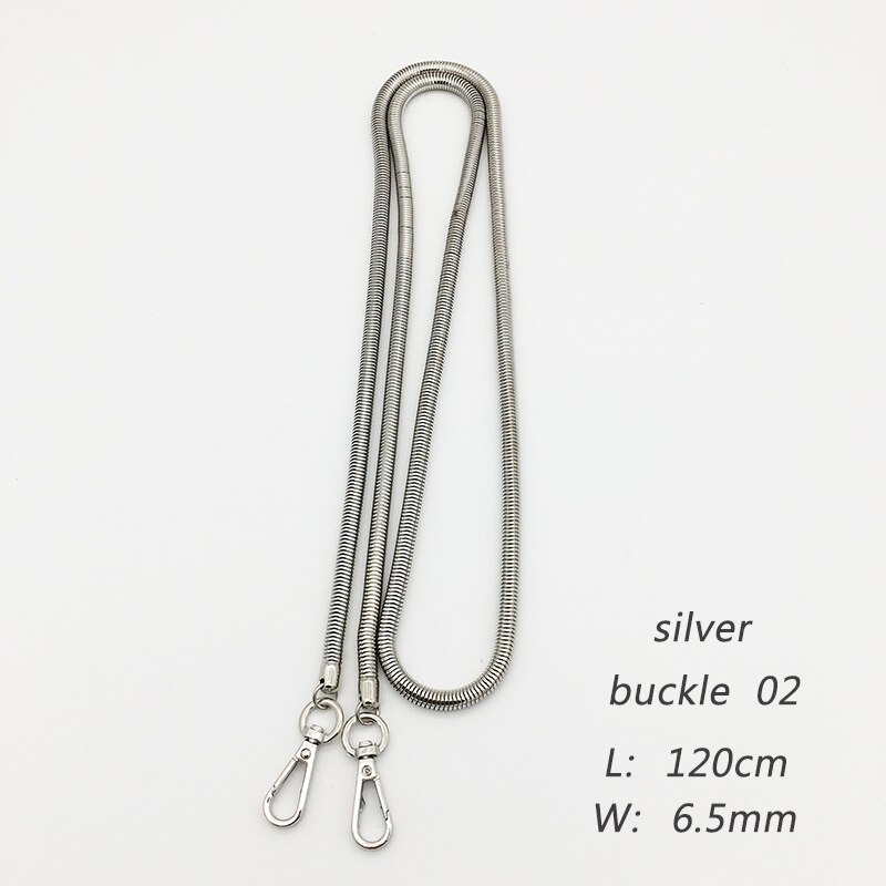 Ersättning guldkedja för väska delar tillbehör silverkedjor axel crossbody väskor för kvinnor lång svart handväska rem bälte: Silverspänne 02 / 6.5 mm
