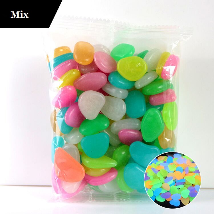 100Pcs Glow In The Dark Pebbles Glow Stones Rocks Lichtgevende Pebble Voor Outdoor Decor Tuin Gazon Yard Aquarium Loopbrug fish Tank: 300pcs / Mix