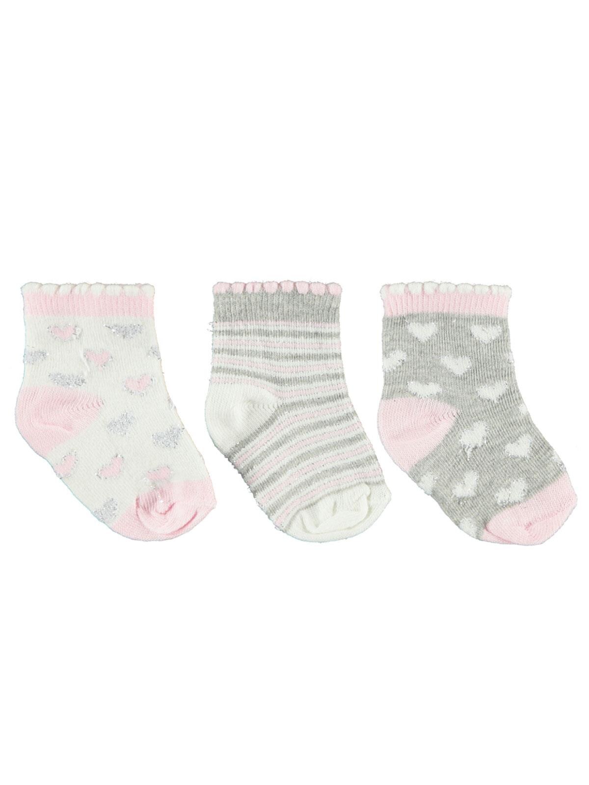 Civil Baby Girl Baby 3'lü Socks Set 0-6 Month Made Of Cotton Fabric.