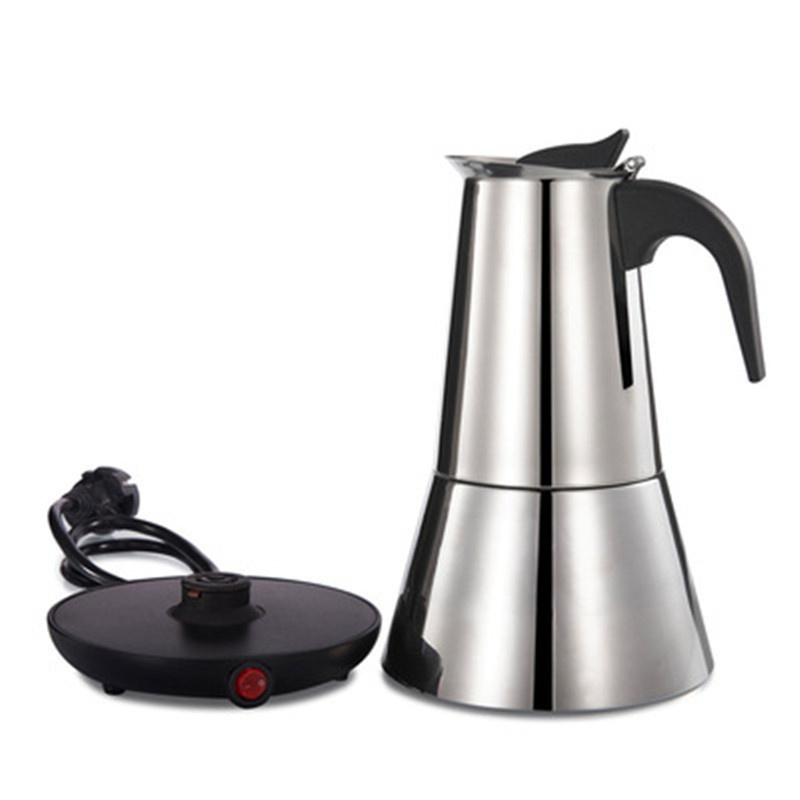 220 V Elektrische Italiaanse Moka Koffiepot EU Plug 300 ML Verdikte 304 Rvs Espresso Koffiezetapparaat Cubaanse Klassieke koffiepot