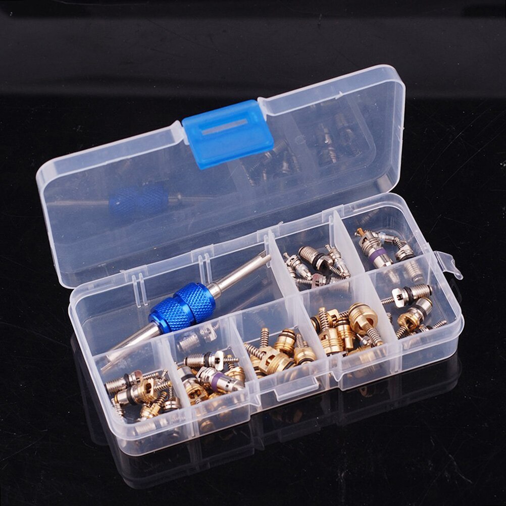 40pcs Air Conditioning Valve Core A/C R12 R134a Refrigeration Tire Valve Stem Cores Remover tool A20