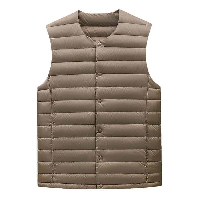 Mouwloos donsvest voor heren, 2023, herfst, winter, ultralichtgewicht, inpakbaar, warm wit eendendons, herenvest, jassen