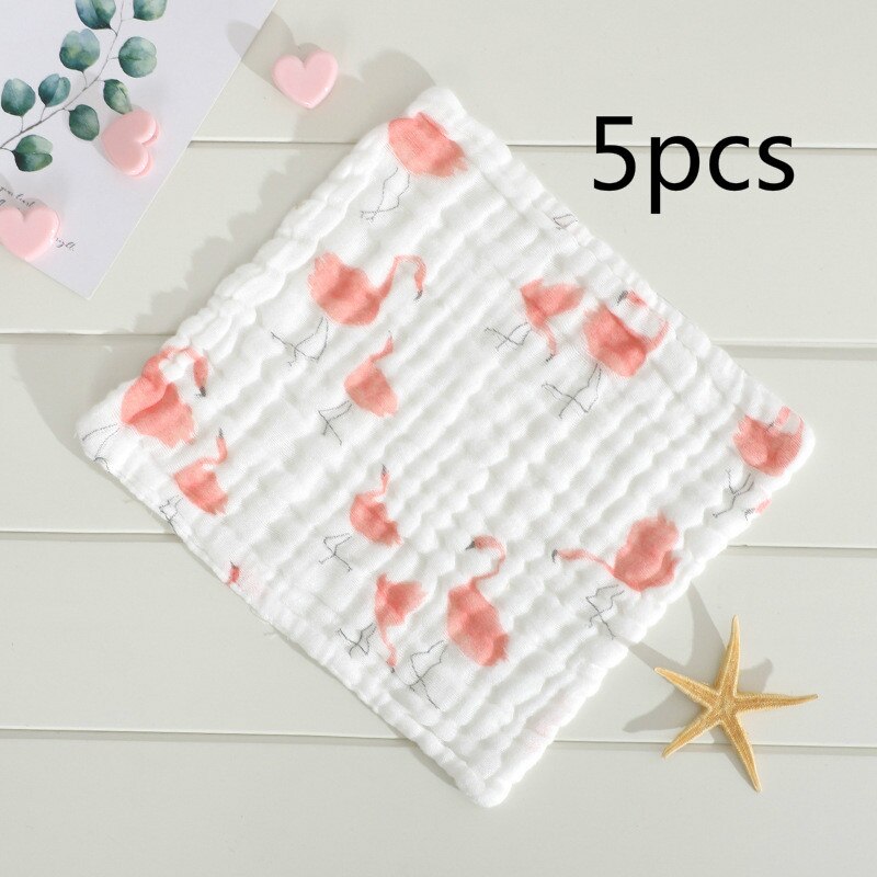 5 Stks/partij Baby Zakdoek Vierkante Fruit Patroon Handdoek 28X28Cm Mousseline Katoen Baby Gezicht Handdoek Veeg Doek Baby stuff Voor Pasgeborenen: Bird