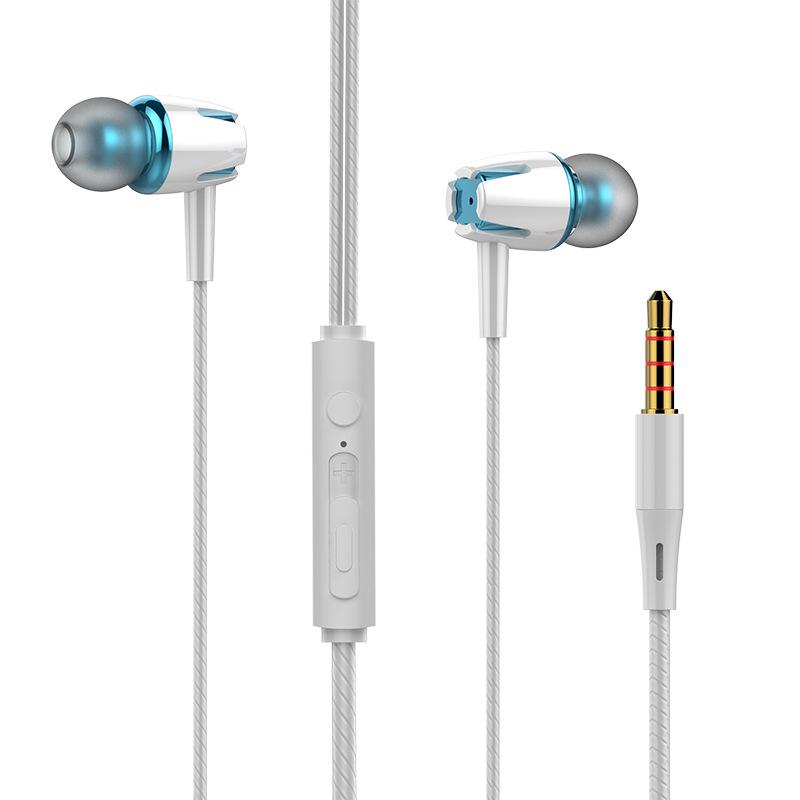 Universal 3.5mm trådade brusreducerande stereo in-ear hörlurar telefon headset med mikrofon för android telefon pc musik samtal tillbehör: Blå