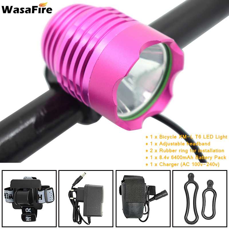 WasaFire Bicycle Light XML T6 Bike Light Night Safety Warning Headlight Cycling LED Flashlight Lanterna + 18650 Battery +Charger: Type E1 as picture