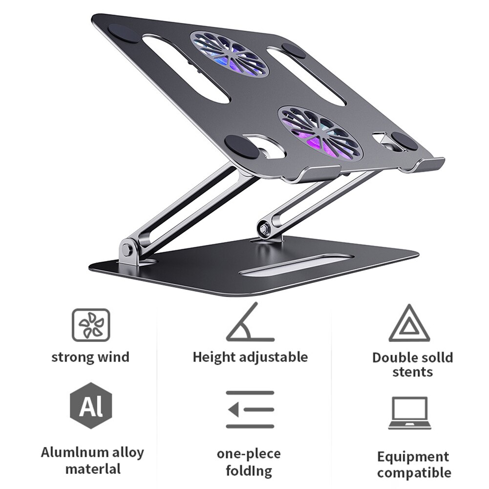 Foldable Laptop tablet Stand With Cooling Fan Heat Dissipation Aluminum For Desktop MacBook Air Pro Stand Notebook Holder Cooler