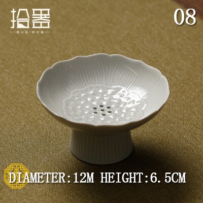 Drainable Ceramic High Leg Plate Dessert Refreshment Plate Dried Fruit Japanese Fruit Dish Chinese Tray for Buddha Fruit Plate: SMALL08
