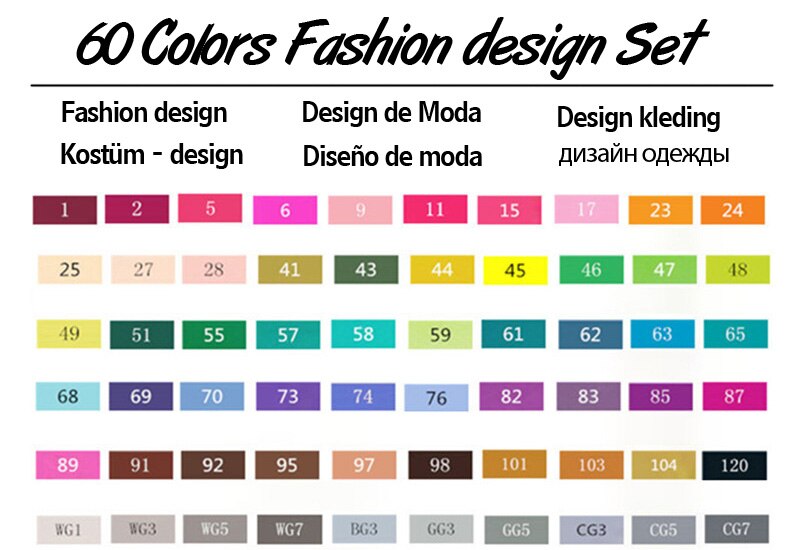 TOUCHTEN Markers 30/40/60/80 Color Sketch Art Marker Pen Double Tips Alcoholic Pen For Artist Manga Markers Art Supplies: 60 Clothing Set