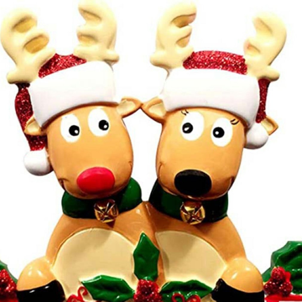 Schattige alpaca-familie kerstboomhanger diy naam pvc kerstboomhanger kerstversiering: Geel