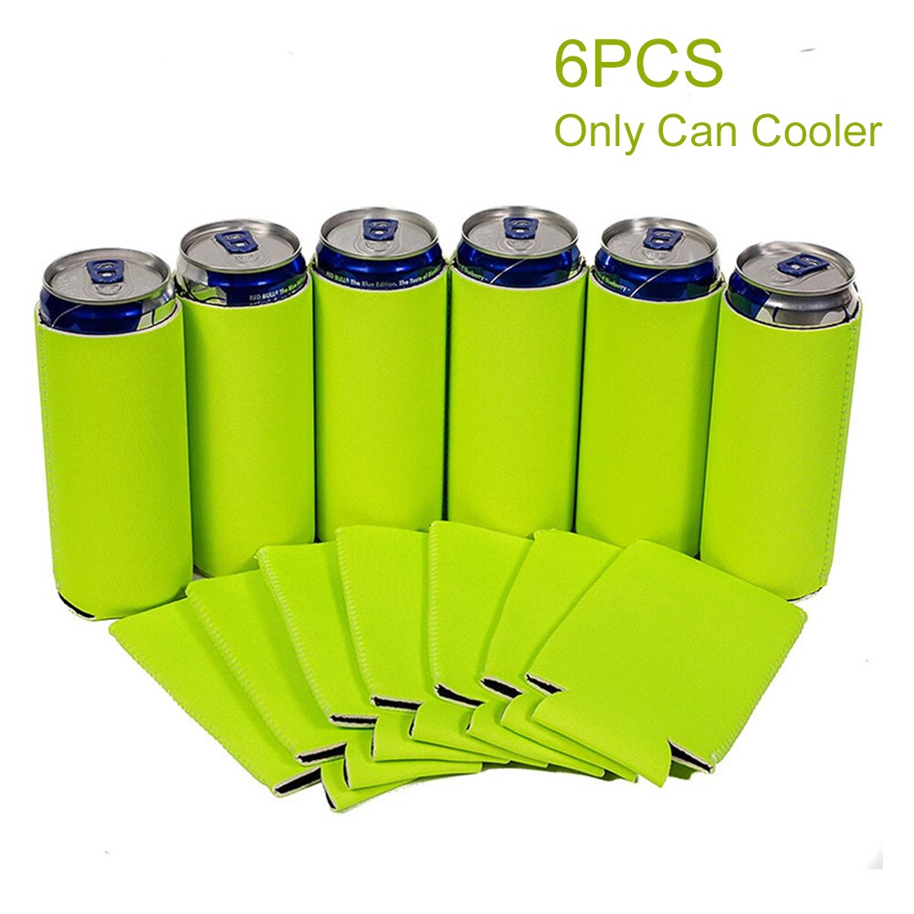 6 stk bulk diy blank bærbar wrap drink cooler hjemme polterabend til bryllup termisk neopren dåse ærmer sammenklappelige: Grøn